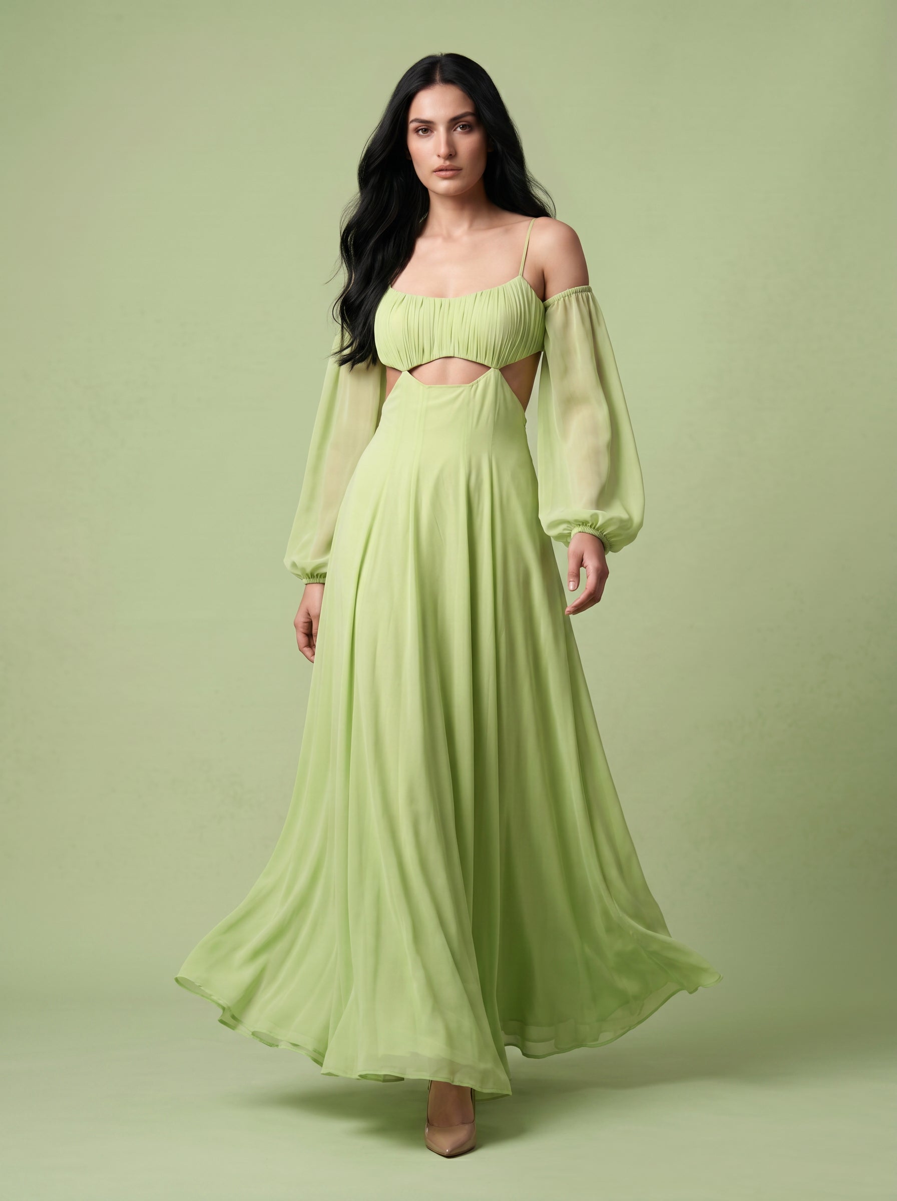 Eirene-Flowing Cut-Out Dress