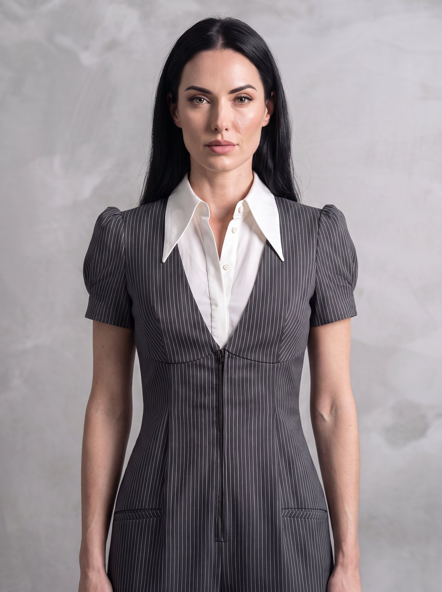 Claudette-Pinstripe Tailored Jumpsuit