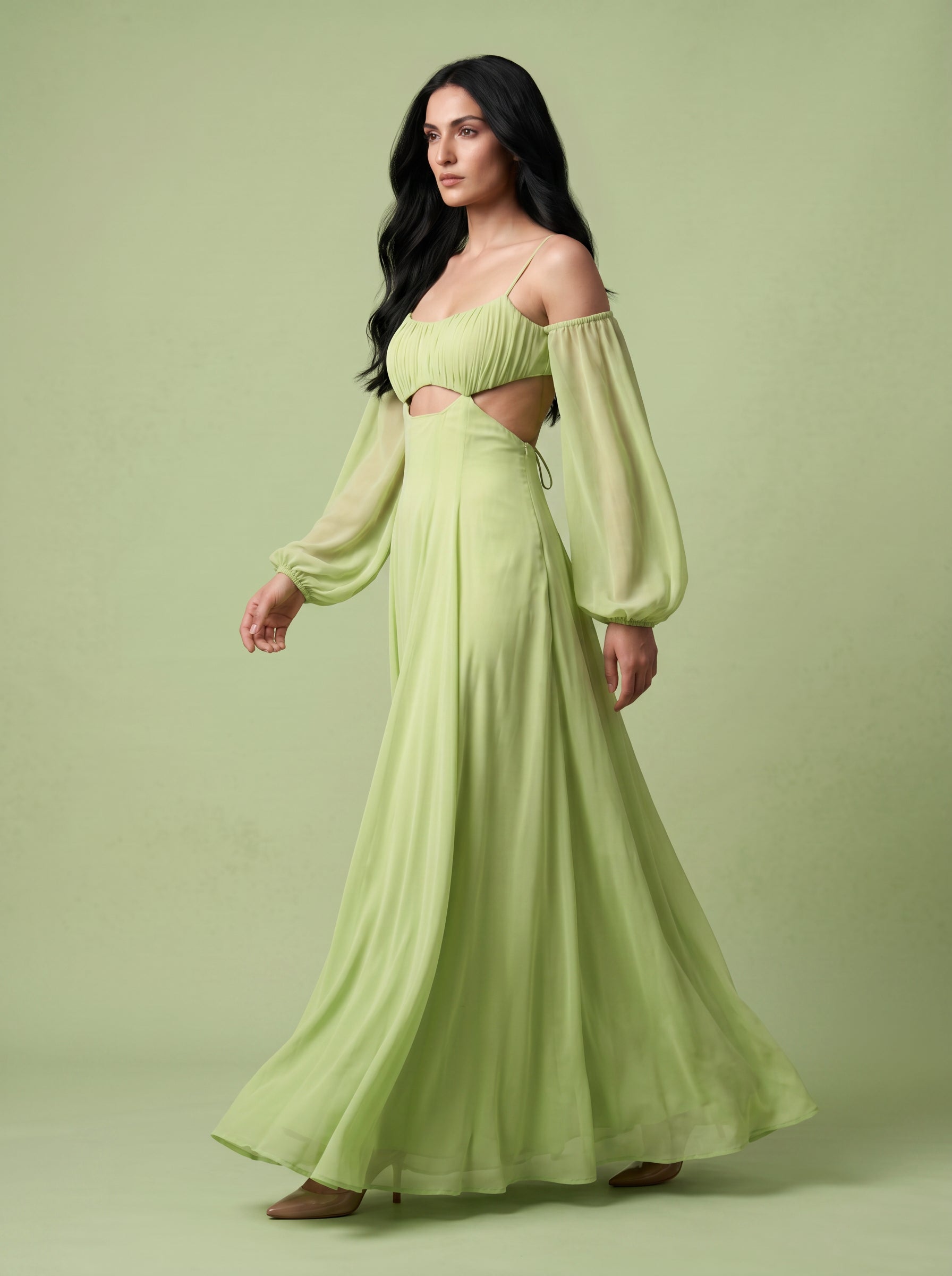 Eirene-Flowing Cut-Out Dress