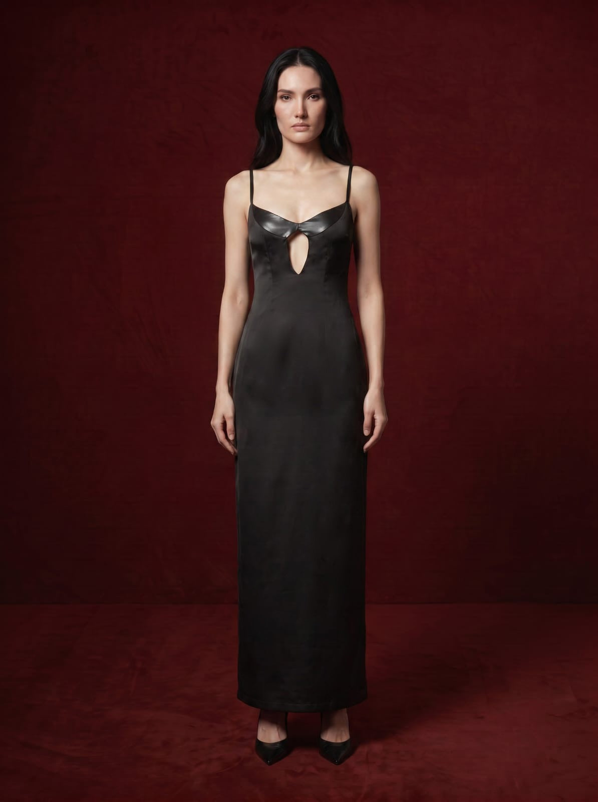 Raven-Black Cut-Out Maxi Dress
