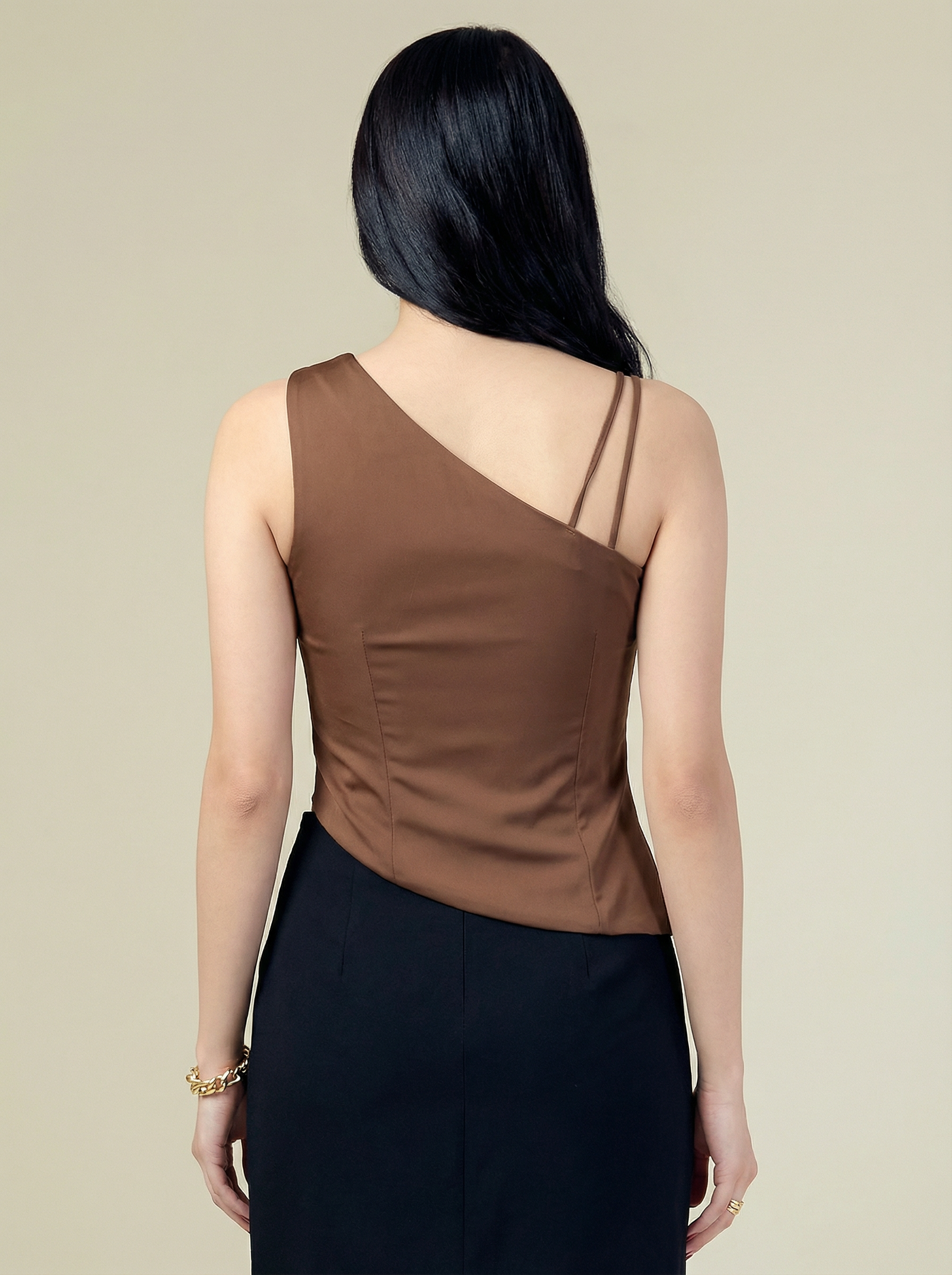 Velouré-Asymmetrical one-shoulder top