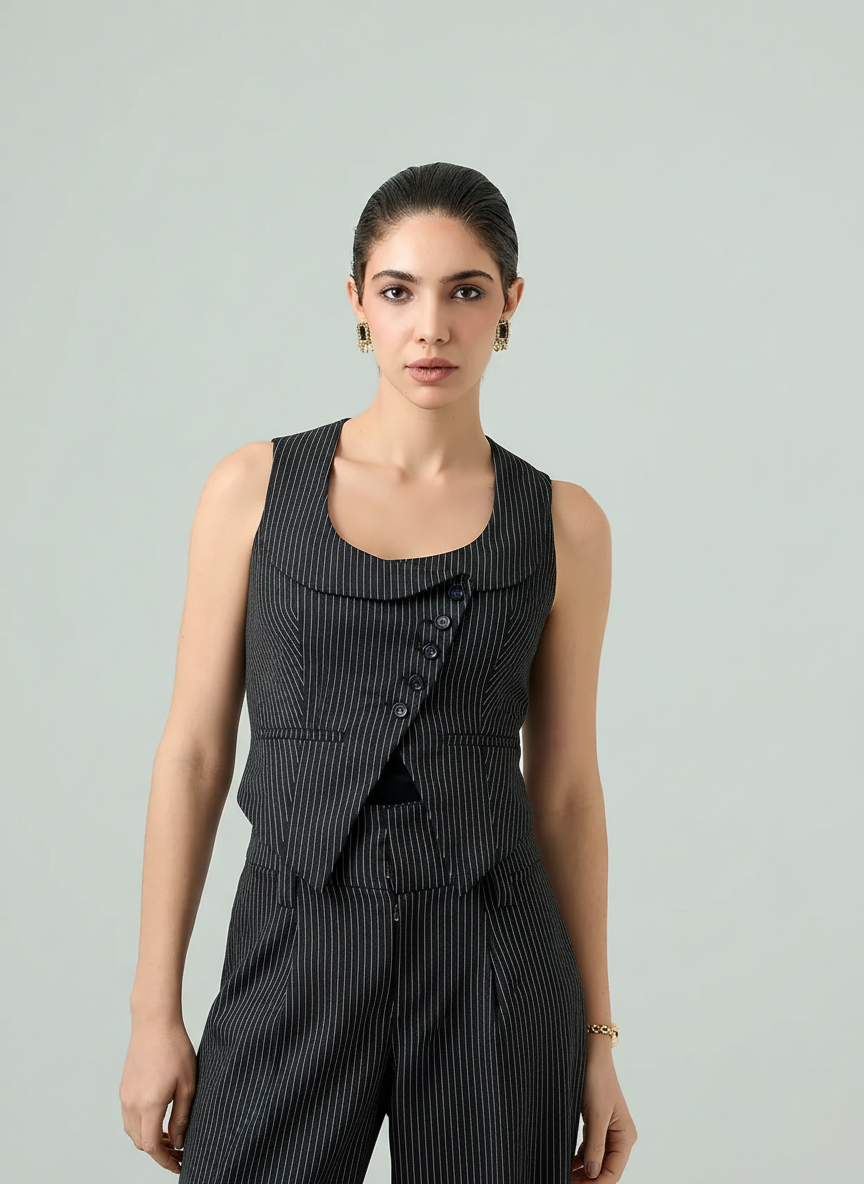 Serone-scoop neck asymmetric waist-coat