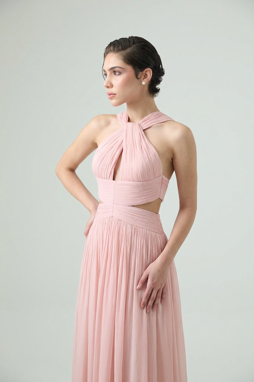 Rosé- Drape Gown