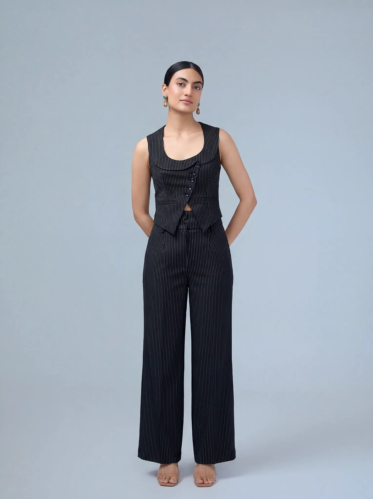 Serone-scoop neck asymmetric waist-coat