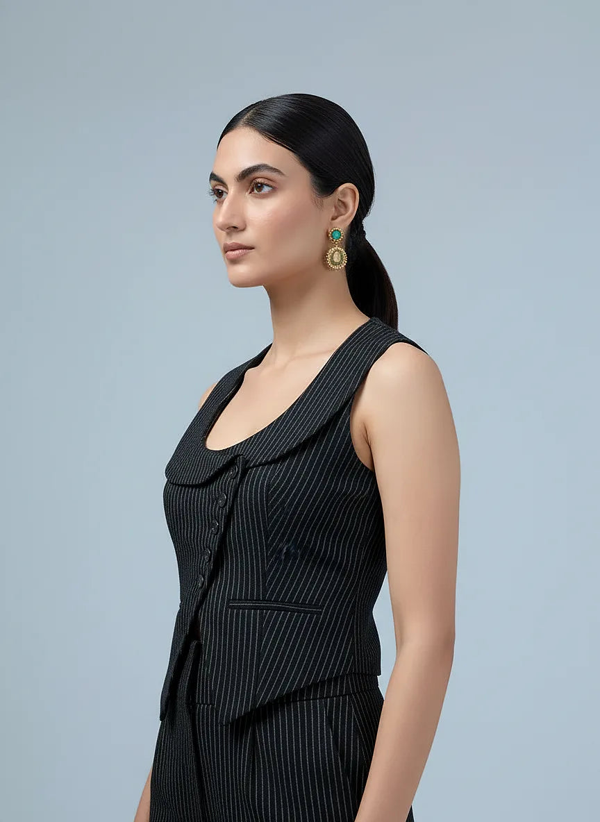 Serone-scoop neck asymmetric waist-coat