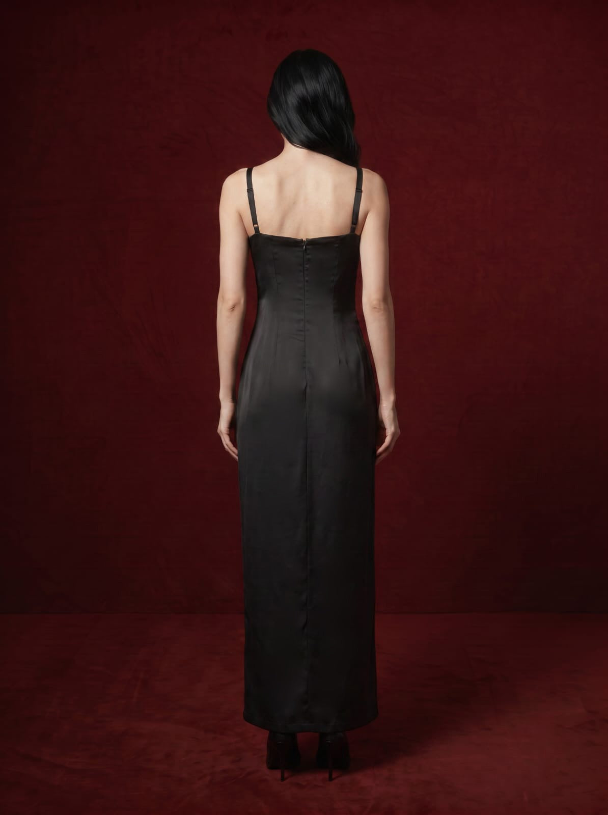Raven-Black Cut-Out Maxi Dress