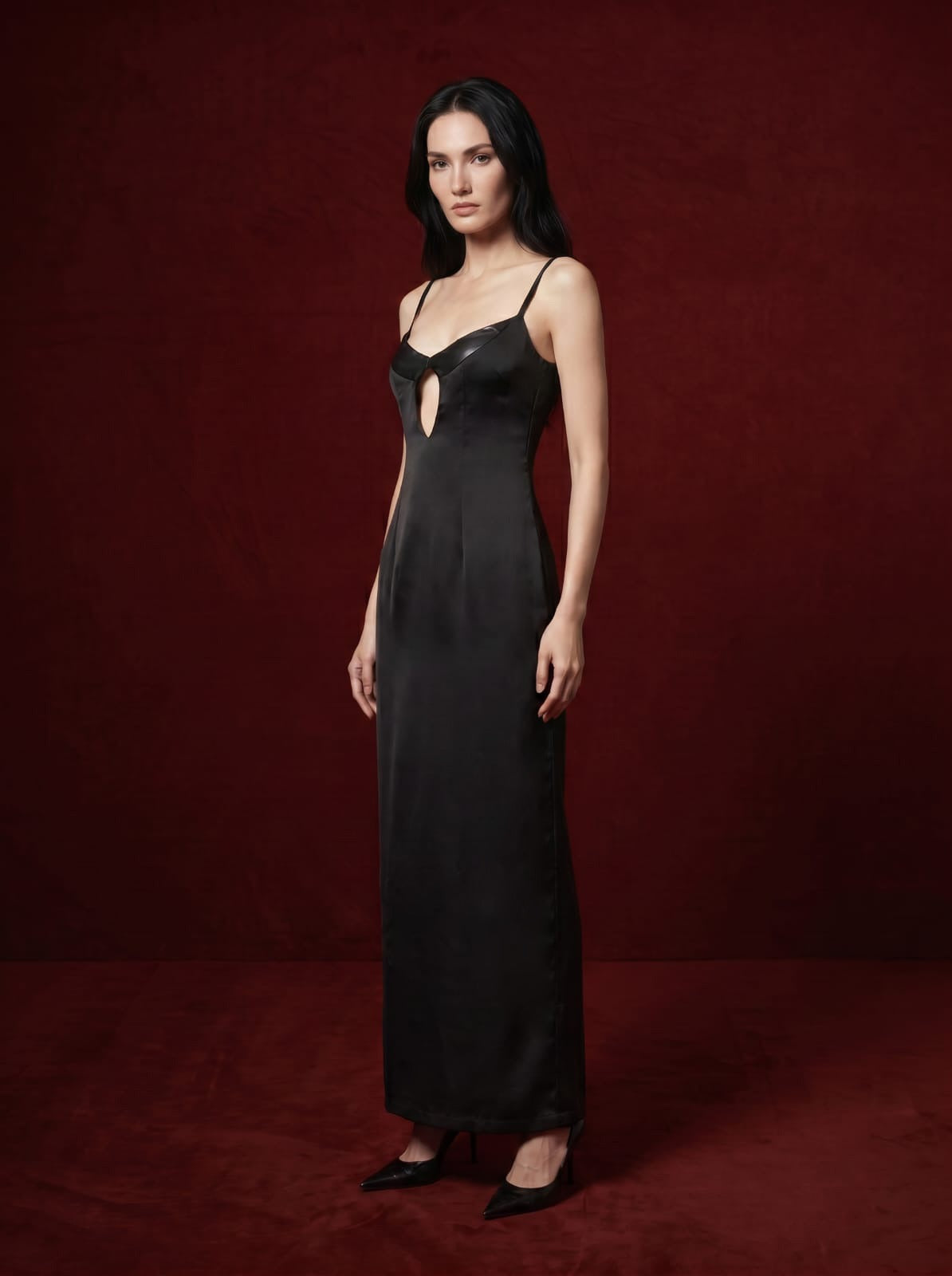 Raven-Black Cut-Out Maxi Dress