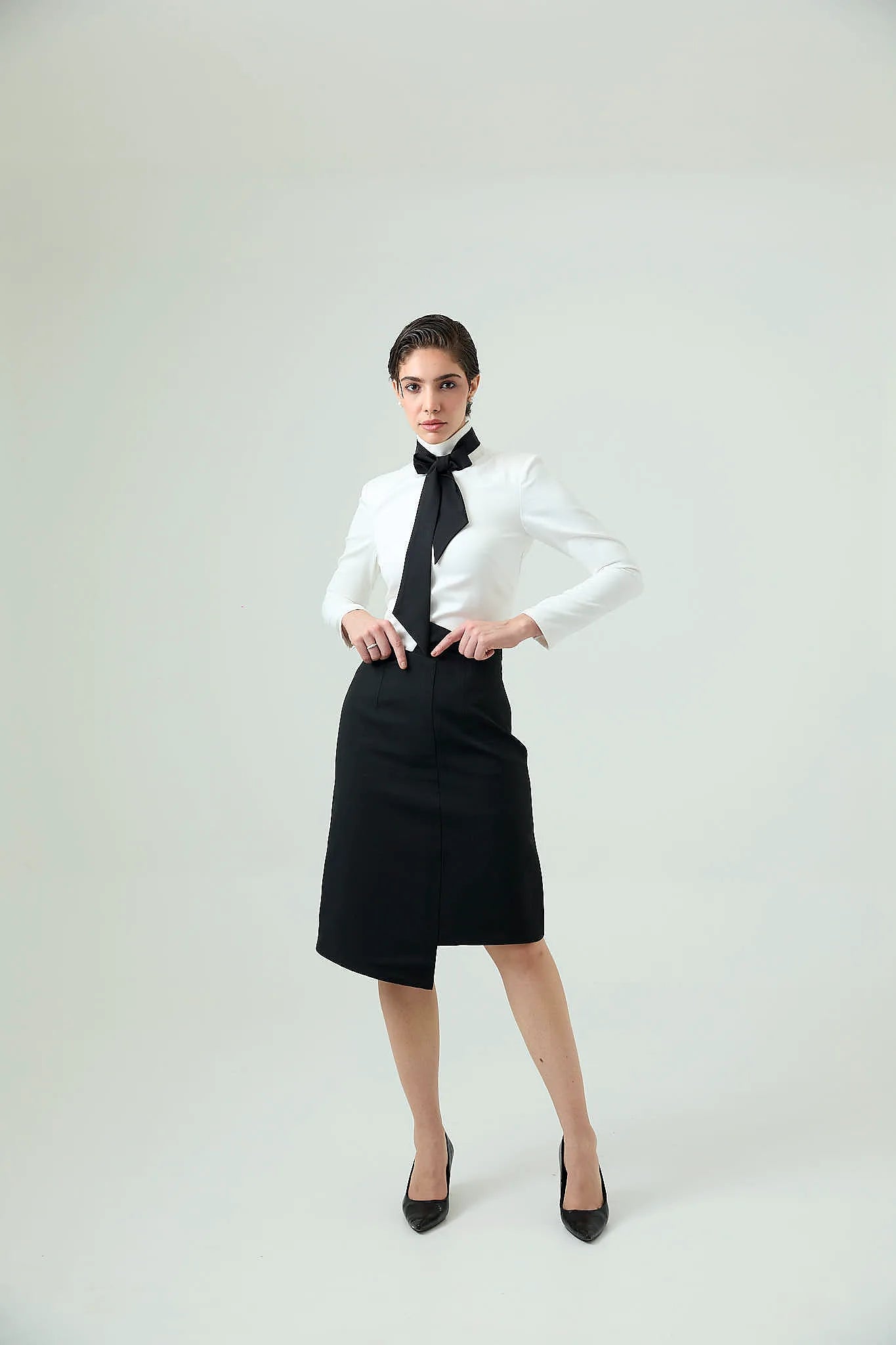 Noirvellé-asymmetric  pencil skirt