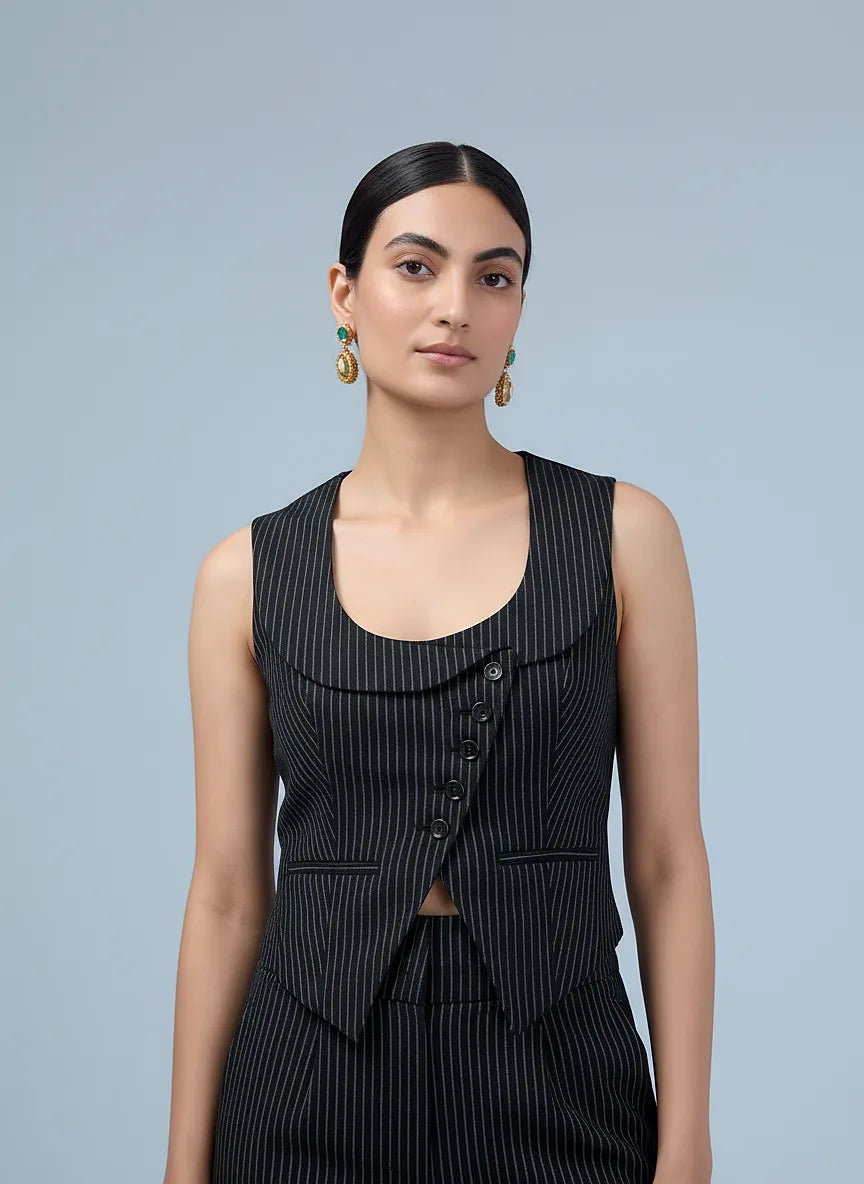 Serone-scoop neck asymmetric waist-coat