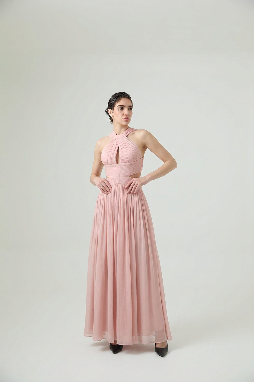 Rosé- Drape Gown